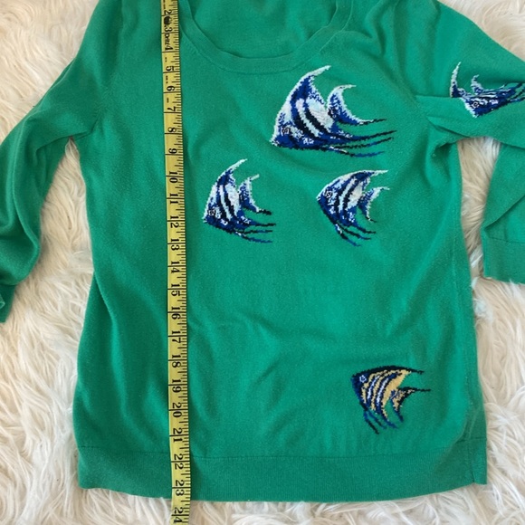 Talbots green fish sweater womens size Medium - Picture 7 of 7